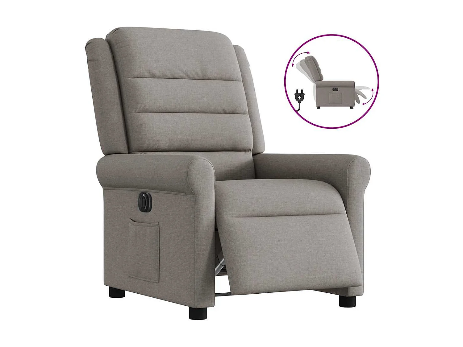 Fauteuil inclinable électrique-Chaise de relax-Fauteuil TV Taupe Tissu SHL4410
