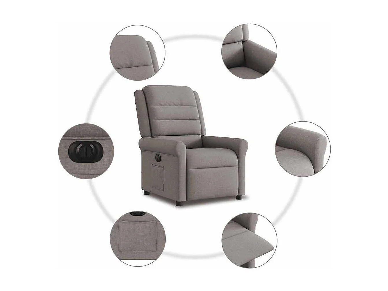 Fauteuil inclinable électrique-Chaise de relax-Fauteuil TV Taupe Tissu SHL4410