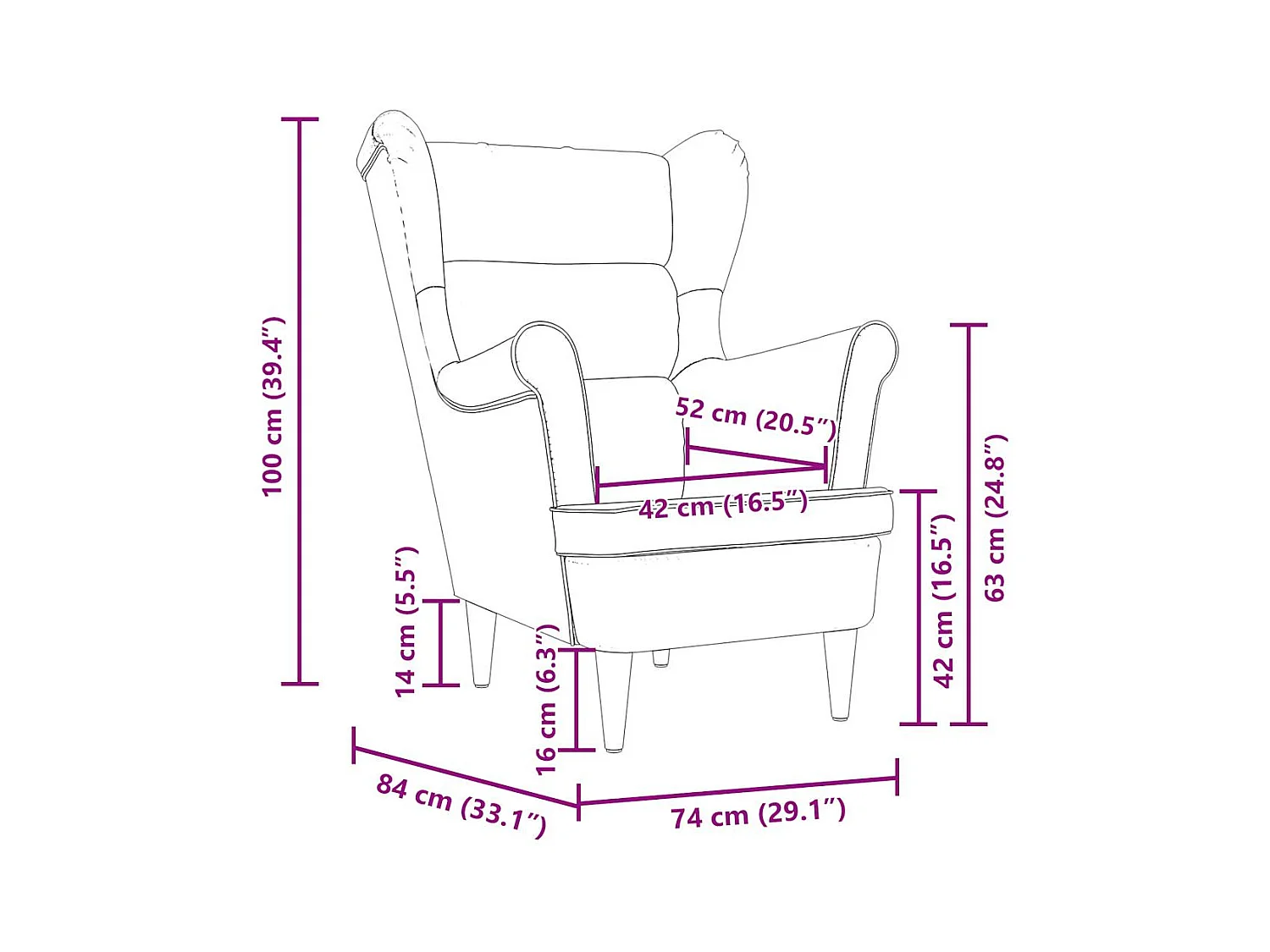 Poltrona | Cadeira Relax com apoio de braços 74x84x100 cm tecido azul SHL533683