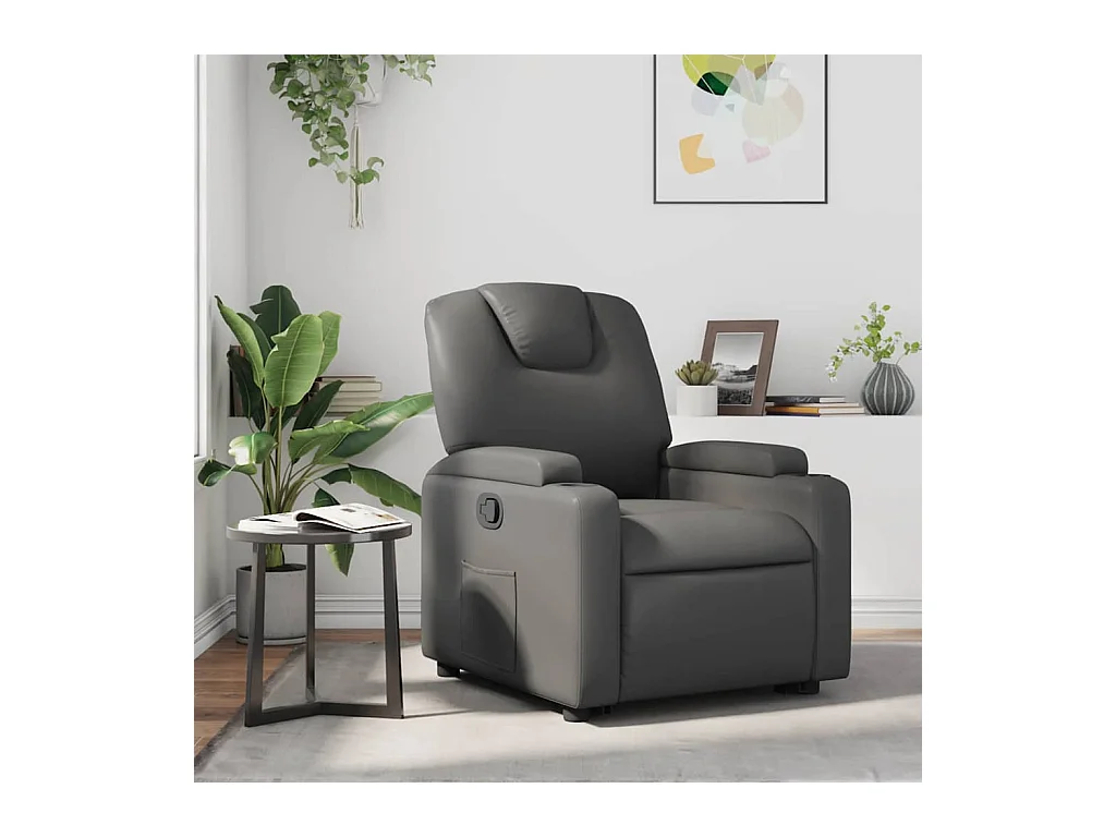 Sillón de relax | Sillón reclinable de cuero sintético gris SHL7136