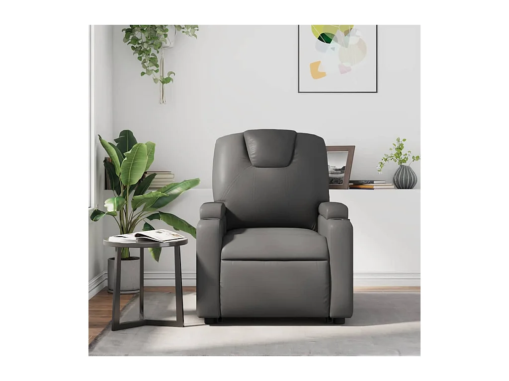 Sillón de relax | Sillón reclinable de cuero sintético gris SHL7136