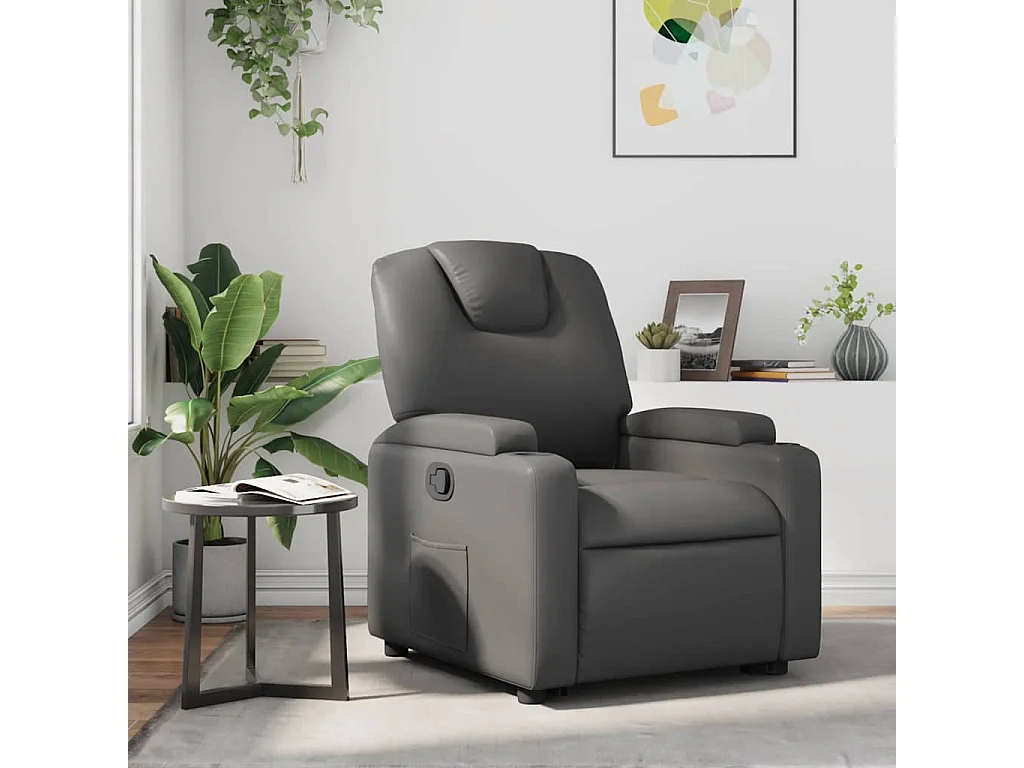 Relaxsessel | Lounge Sessel für Wohnzimmer Grau Kunstleder SHL48071