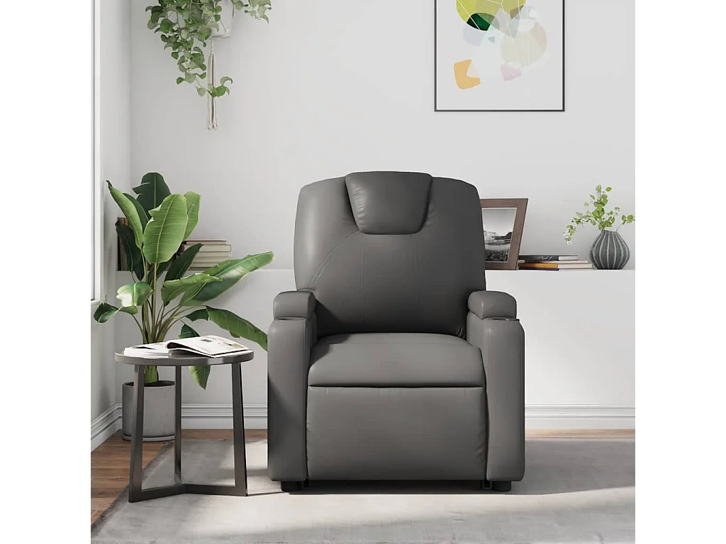 Relaxsessel | Lounge Sessel für Wohnzimmer Grau Kunstleder SHL48071