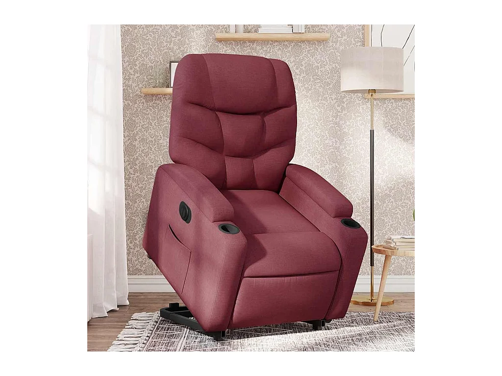 Fauteuil inclinable électrique-Chaise de relax-Fauteuil TV rouge bordeaux tissu SHL2161