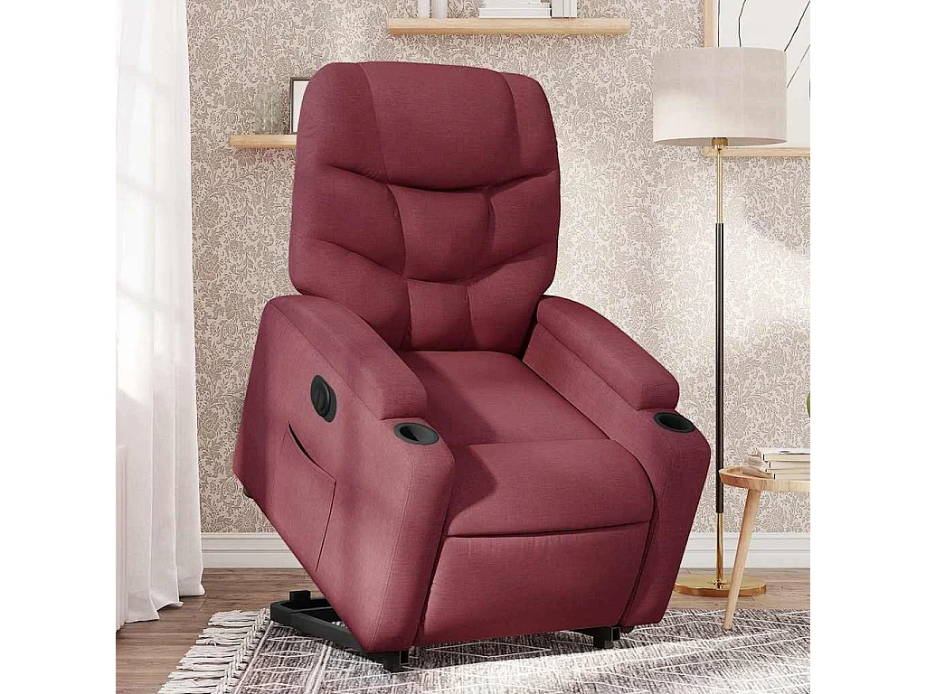 Poltrona Confortável | Poltrona reclinável elevatória elétrica tecido vermelho-tinto SHL429494