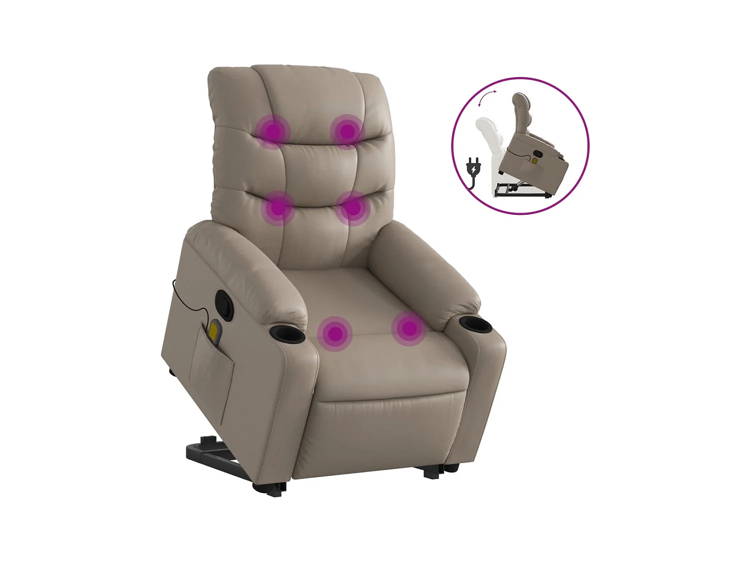 Sillón de relax | Sillón reclinable masaje pie cuero artificial color capuchino SHL7192