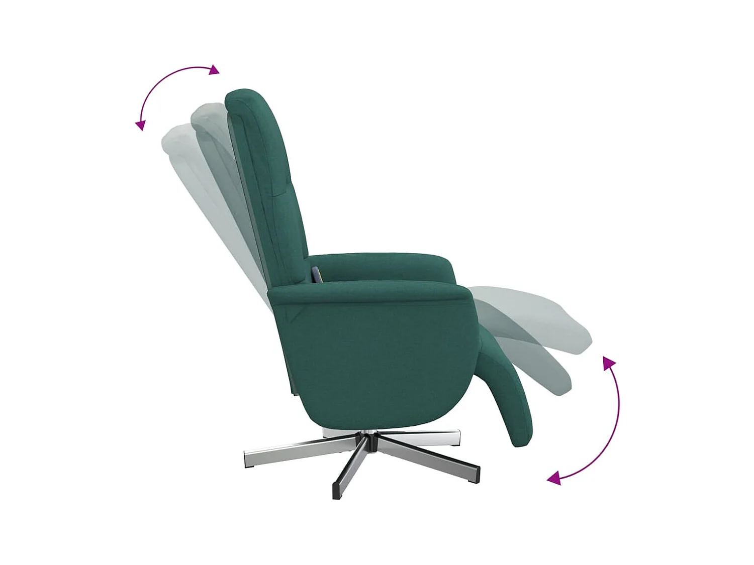 Sillón de relax | Sillón reclinable de masaje con reposapiés tela verde oscuro SHL5159