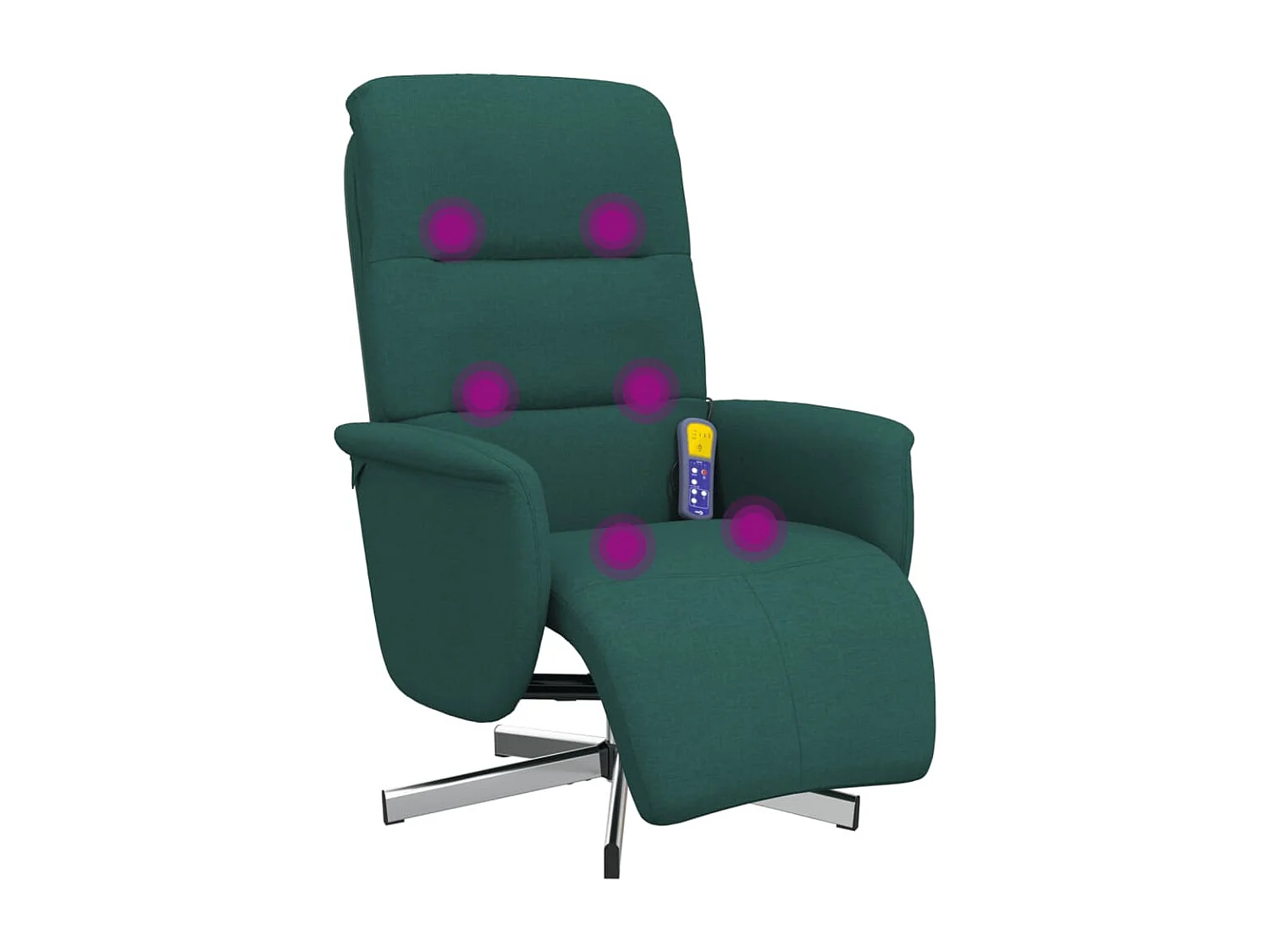 Sillón de relax | Sillón reclinable de masaje con reposapiés tela verde oscuro SHL5159