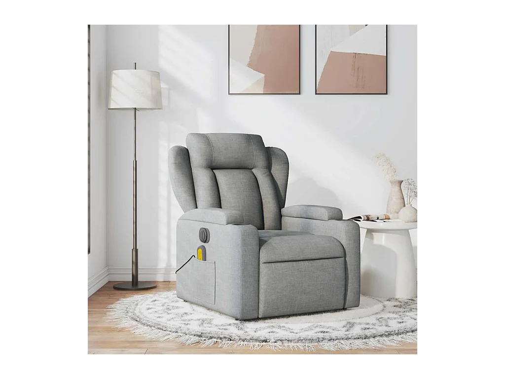 Sillón de relax | Sillón reclinable de masaje de tela gris claro SHL7286