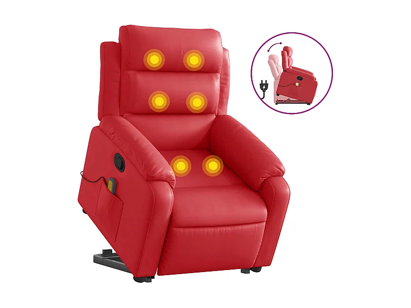 Fauteuil inclinable-Chaise de relax-Fauteuil de Massage Rouge Similicuir SHL4711