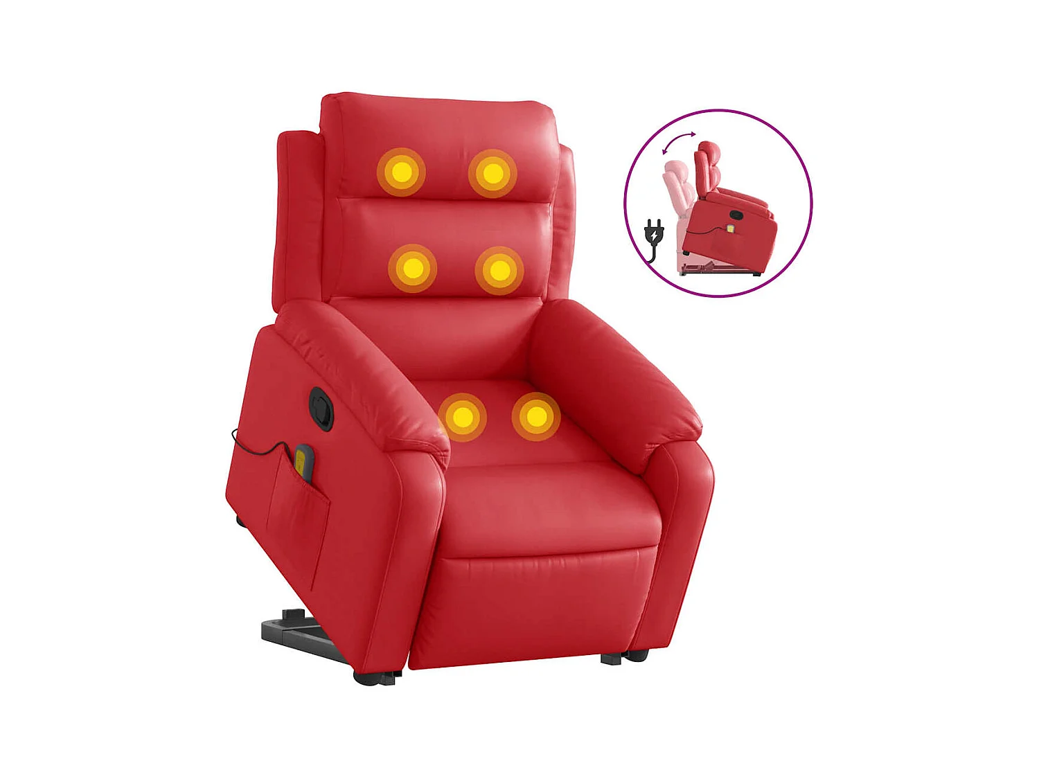Sillón de relax | Sillón reclinable de masaje de pie cuero artificial rojo SHL8932