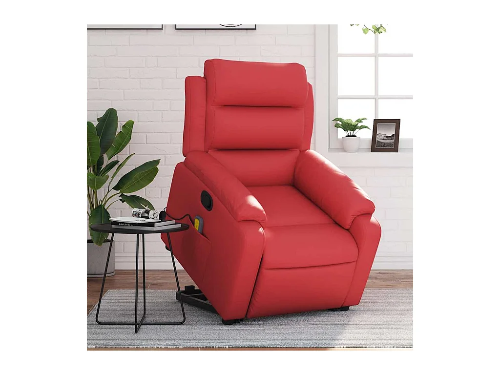 Sillón de relax | Sillón reclinable de masaje de pie cuero artificial rojo SHL8932