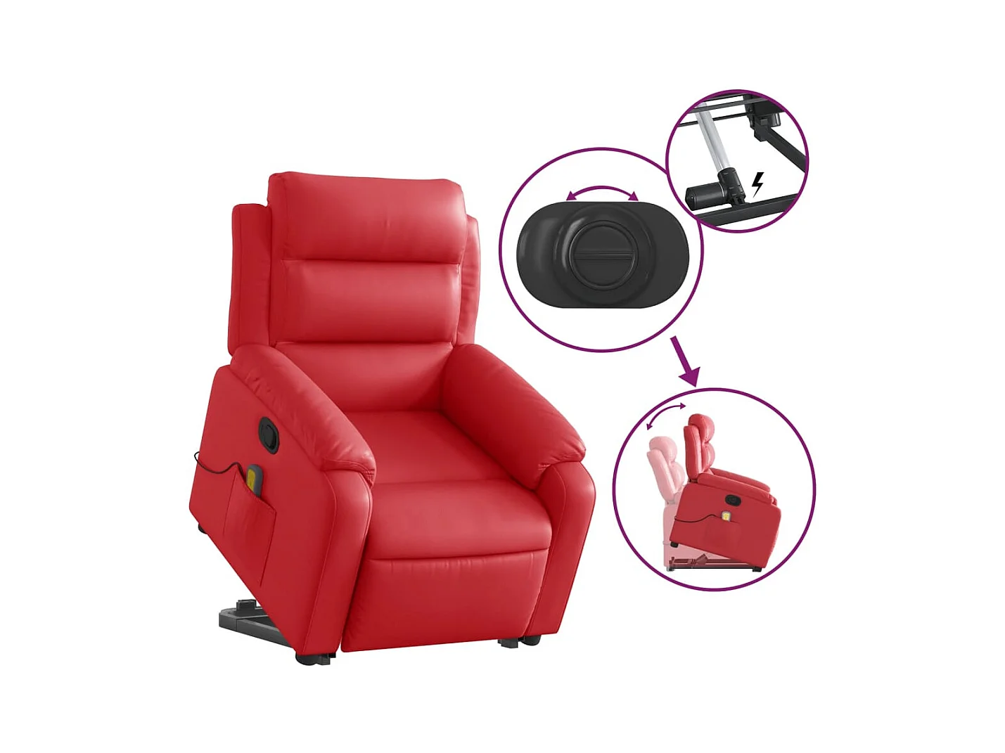 Sillón de relax | Sillón reclinable de masaje de pie cuero artificial rojo SHL8932