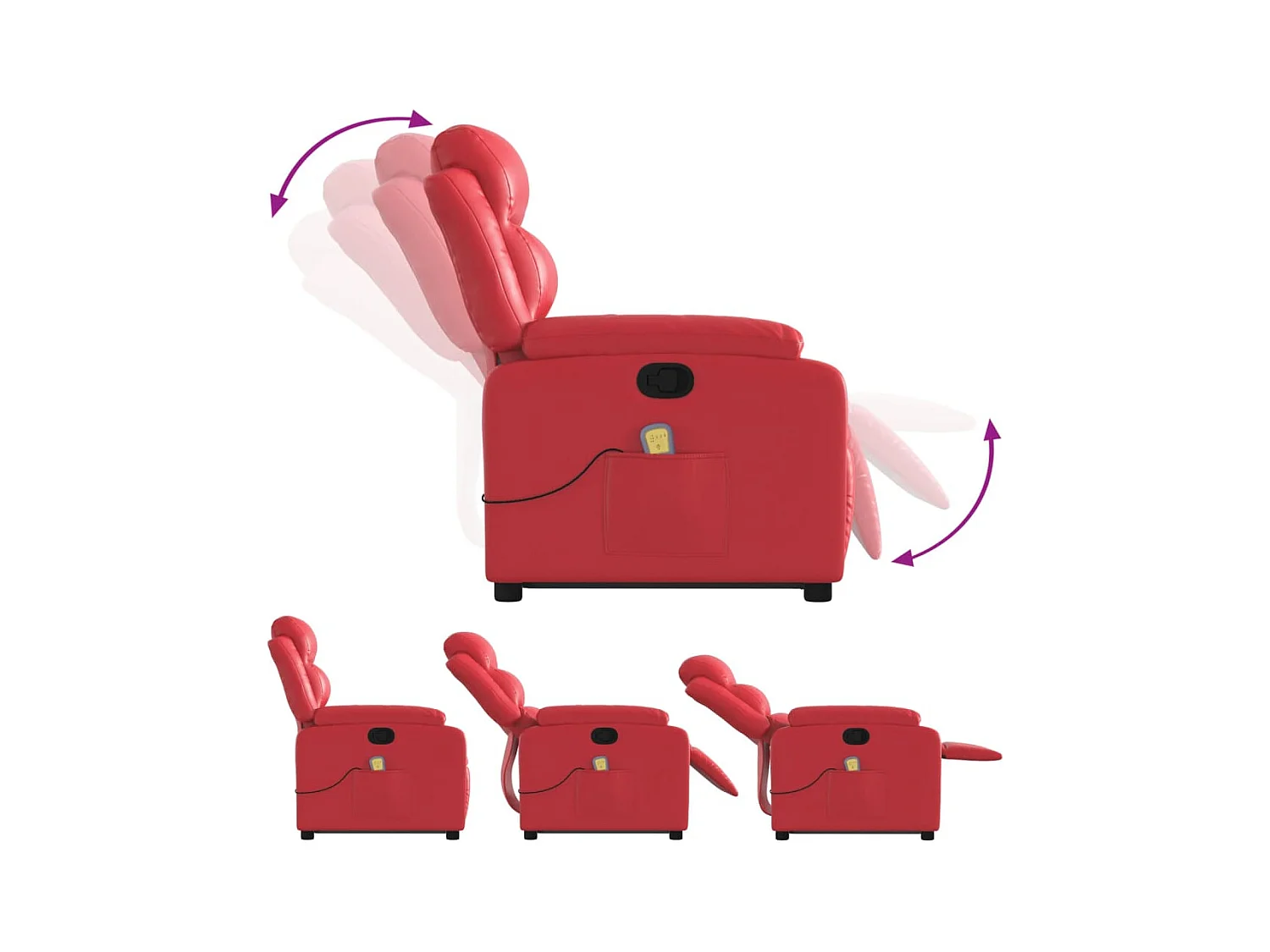 Sillón de relax | Sillón reclinable de masaje de pie cuero artificial rojo SHL8932