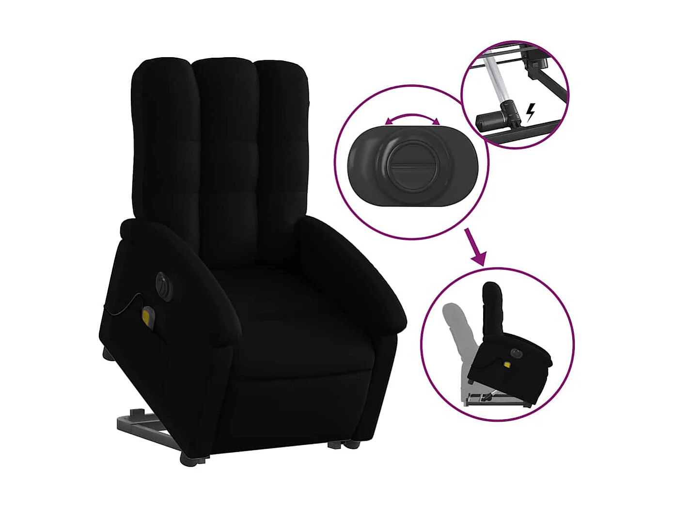 Elektrischer Massagesessel mit Aufstehhilfe | Relaxsessel Schwarz Stoff SHL49610