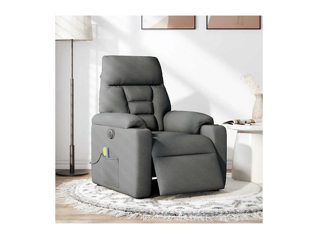 Sillón de relax | Sillón reclinable de masaje eléctrico tela gris oscuro SHL4893