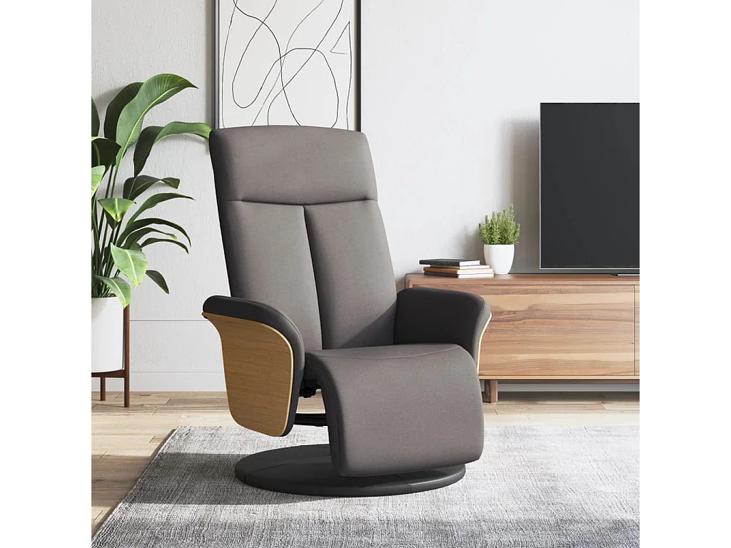 Relaxsessel | Lounge Sessel für Wohnzimmer mit Fußteil Taupe Stoff SHL64036