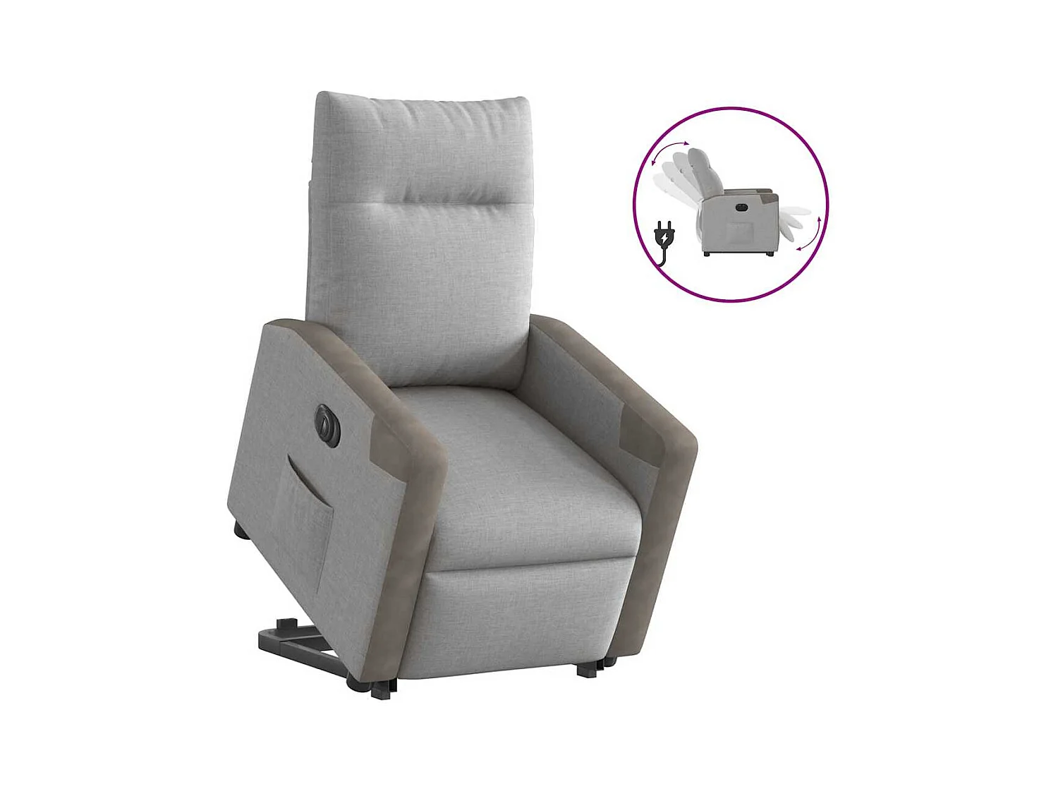 Silla de relax | Sillón eléctrico reclinable elevable de tela gris nube SHL6871