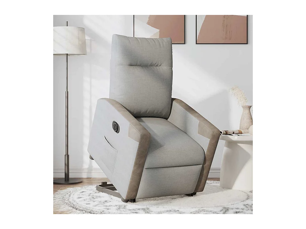 Silla de relax | Sillón eléctrico reclinable elevable de tela gris nube SHL6871