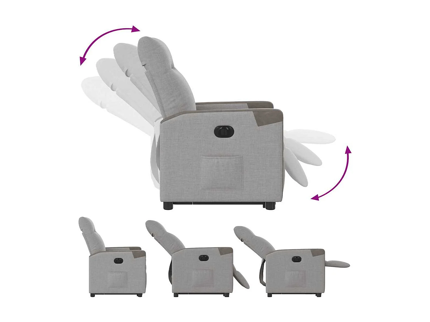 Silla de relax | Sillón eléctrico reclinable elevable de tela gris nube SHL6871