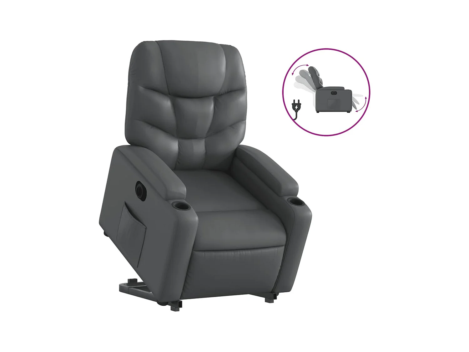 Sillón de relax | Sillón reclinable elevable eléctrico de cuero sintético gris SHL4736