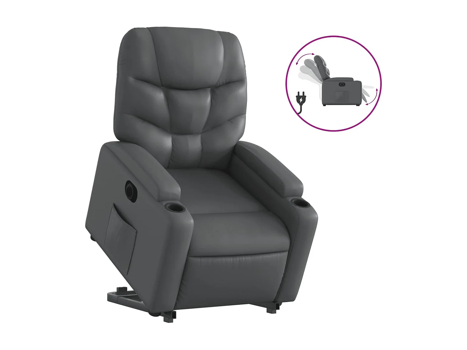 Fauteuil inclinable électrique-Chaise de relax-Fauteuil salon gris similicuir SHL2267