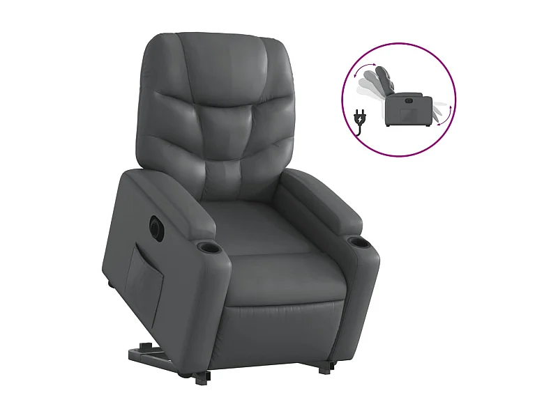 Fauteuil inclinable électrique-Chaise de relax-Fauteuil salon gris similicuir SHL2267