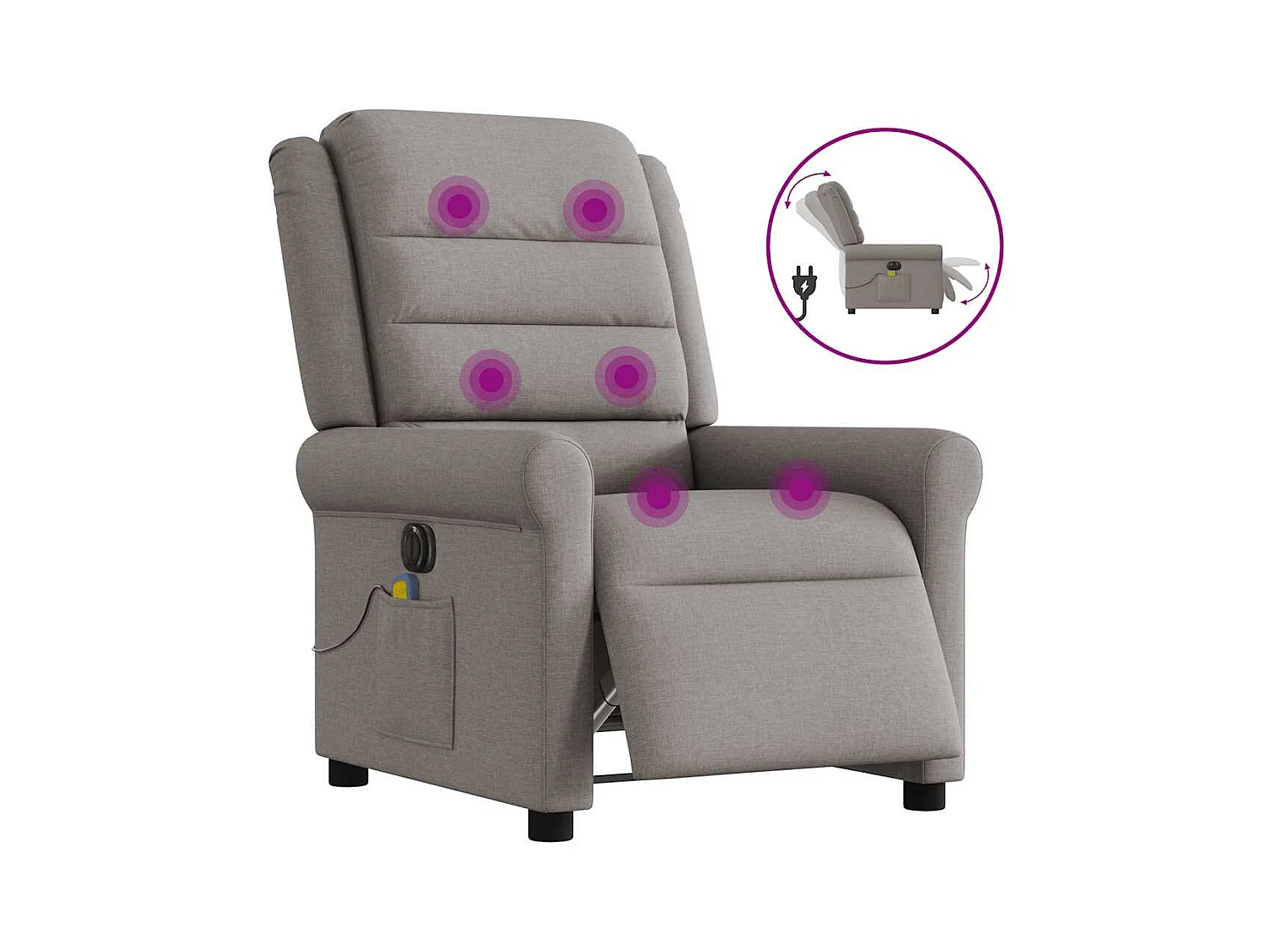 Sillón de relax | Sillón reclinable de masaje eléctrico tela gris taupe SHL5203