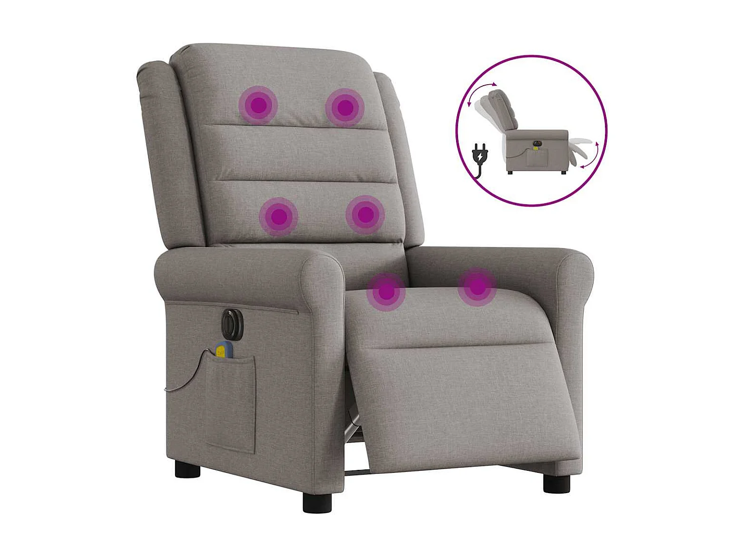 Fauteuil inclinable électrique-Fauteuil de massage de Salon Taupe Tissu SHL2795