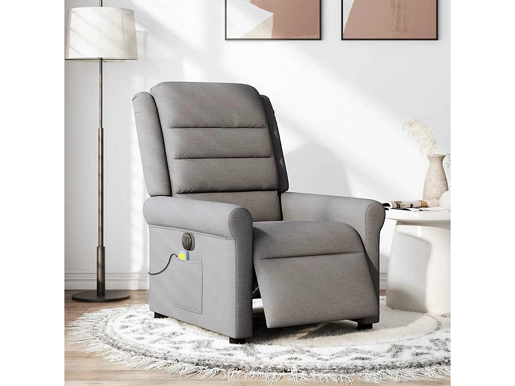 Fauteuil inclinable électrique-Fauteuil de massage de Salon Taupe Tissu SHL2795