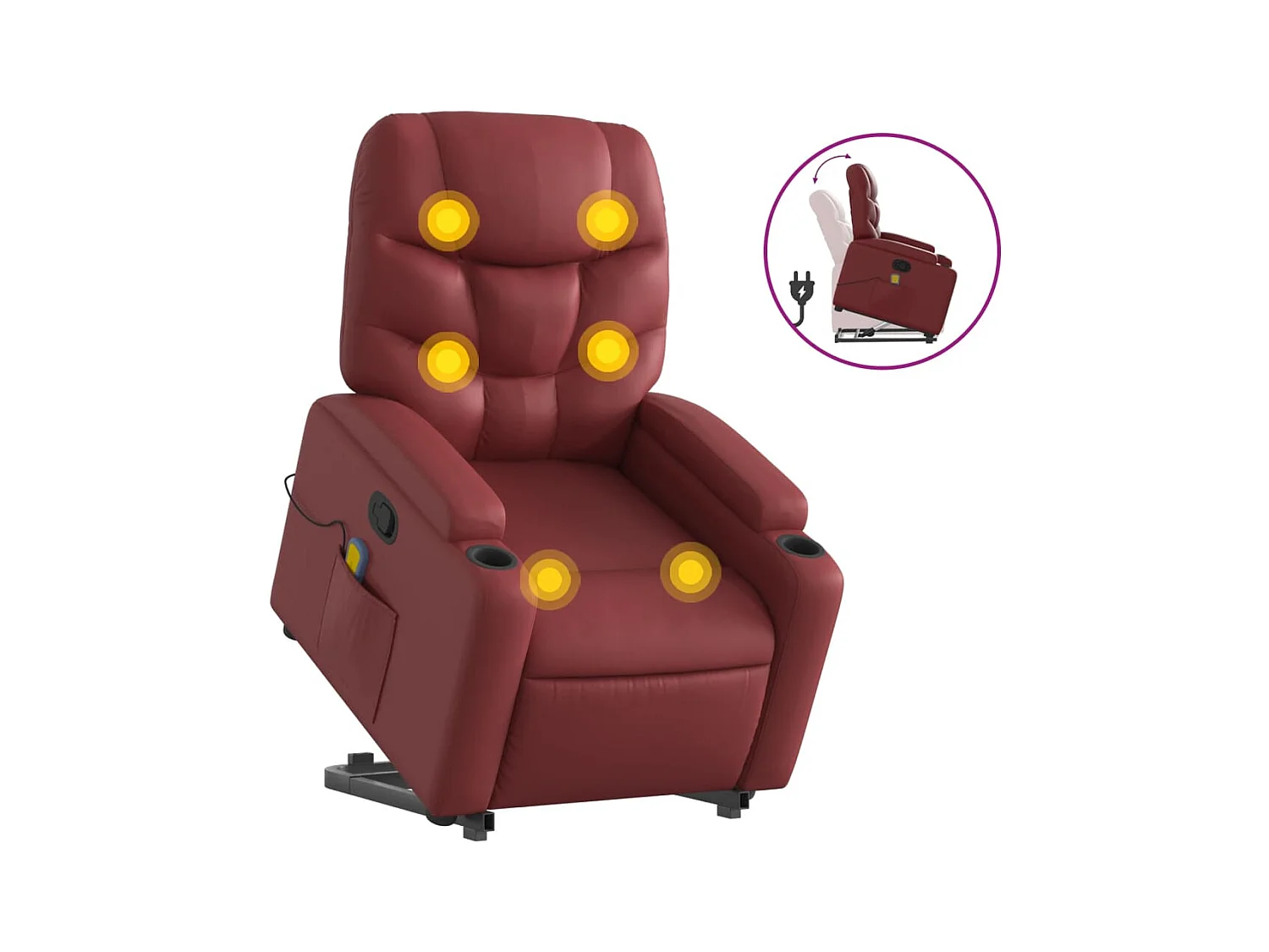 Fauteuil inclinable-Chaise de relax-Fauteuil de Massage Rouge bordeaux Similicuir SHL2978