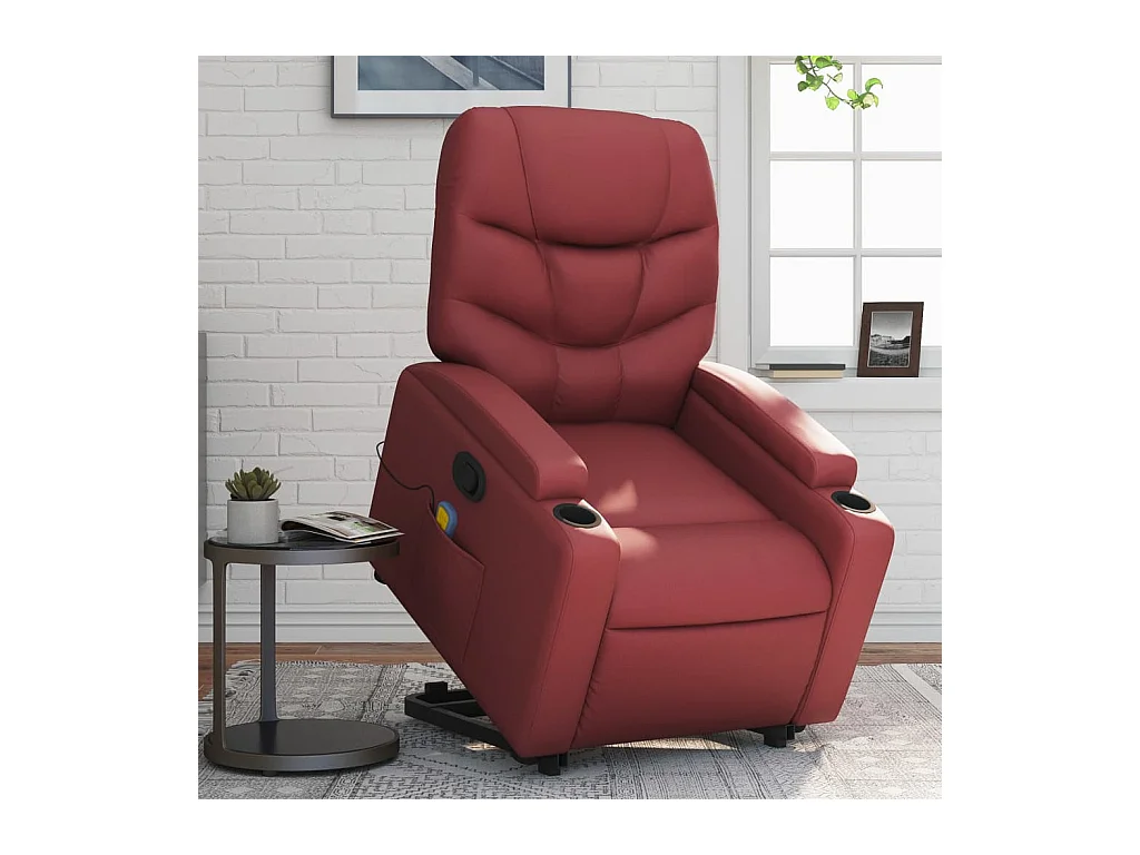 Fauteuil inclinable-Chaise de relax-Fauteuil de Massage Rouge bordeaux Similicuir SHL2978