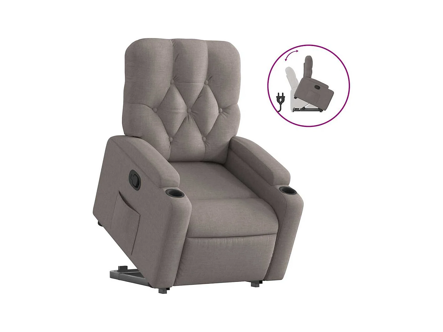 Sillón de relax | Silla | Sillón reclinable elevable tela gris taupe SHL4284