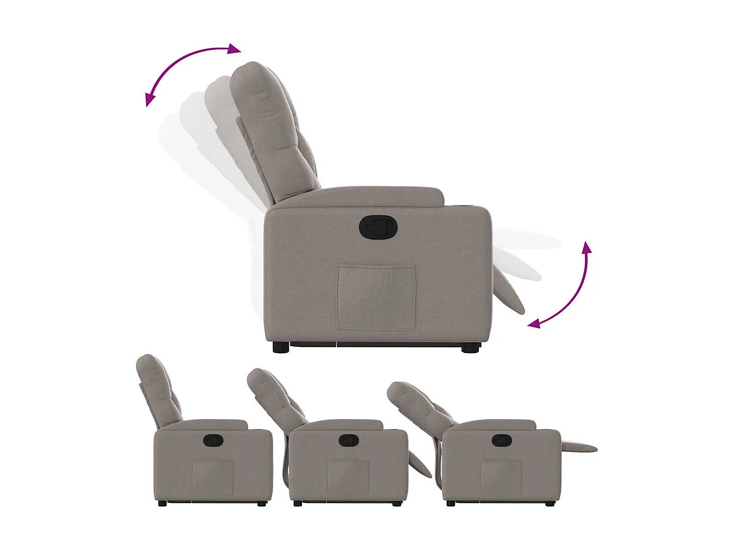 Sillón de relax | Silla | Sillón reclinable elevable tela gris taupe SHL4284