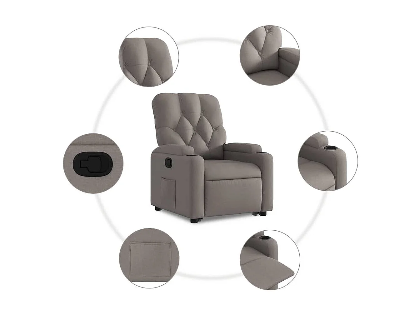 Sillón de relax | Silla | Sillón reclinable elevable tela gris taupe SHL4284