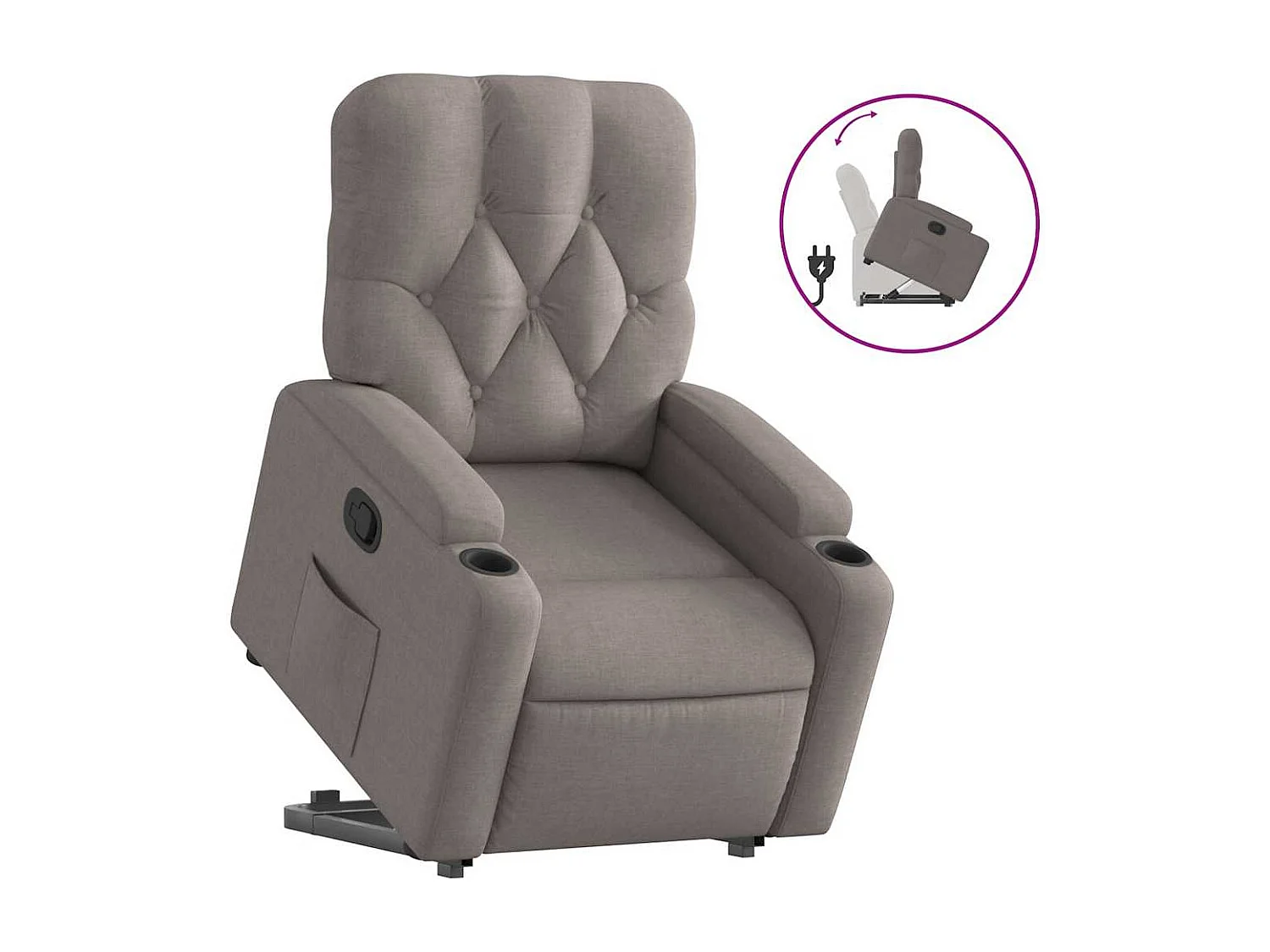 Relaxsessel | Lounge Sessel für Wohnzimmer mit Aufstehhilfe Taupe Stoff SHL39832