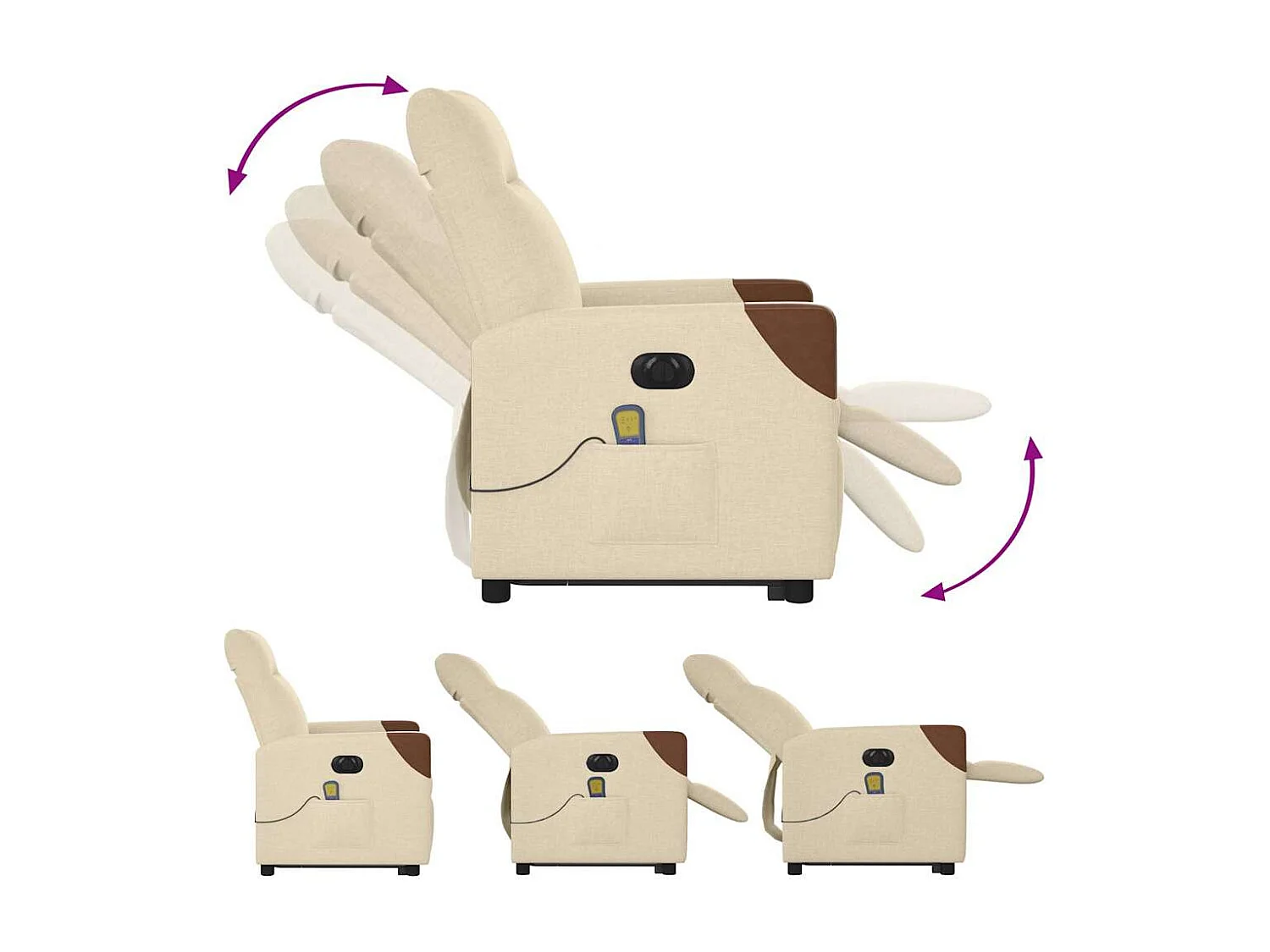 Fauteuil inclinable électrique-Chaise de relax-Fauteuil de Massage Crème Tissu SHL2088