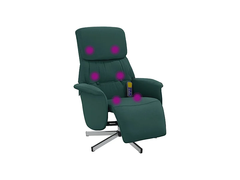 Sillón de relax | Sillón reclinable de masaje con reposapiés tela verde oscuro SHL8441