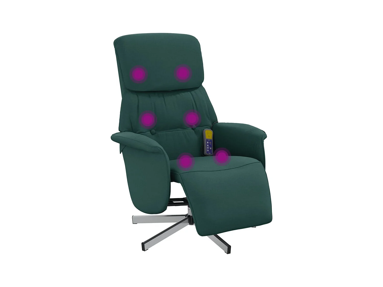 Cadeira massagens reclinável com apoio pés tecido verde-escuro SHL35424