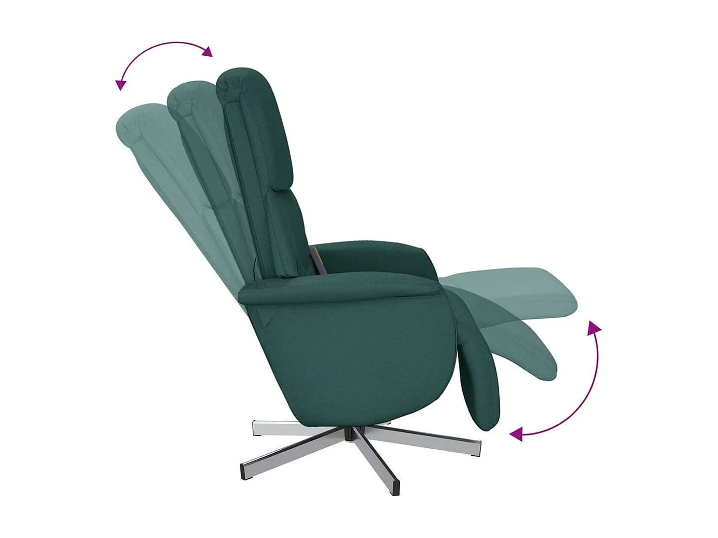 Sillón de relax | Sillón reclinable de masaje con reposapiés tela verde oscuro SHL8441