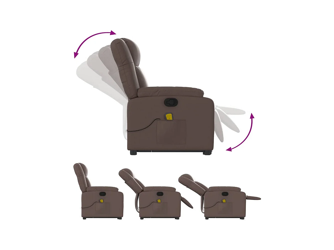 Sillón de relax | Sillón reclinable de masaje de pie de cuero sintético marrón SHL6875