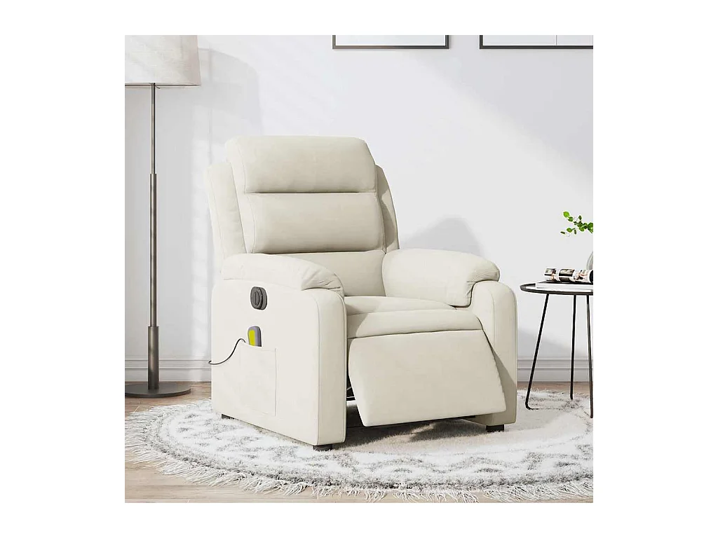 Sillón de relax | Sillón reclinable de masaje eléctrico terciopelo color crema SHL5337