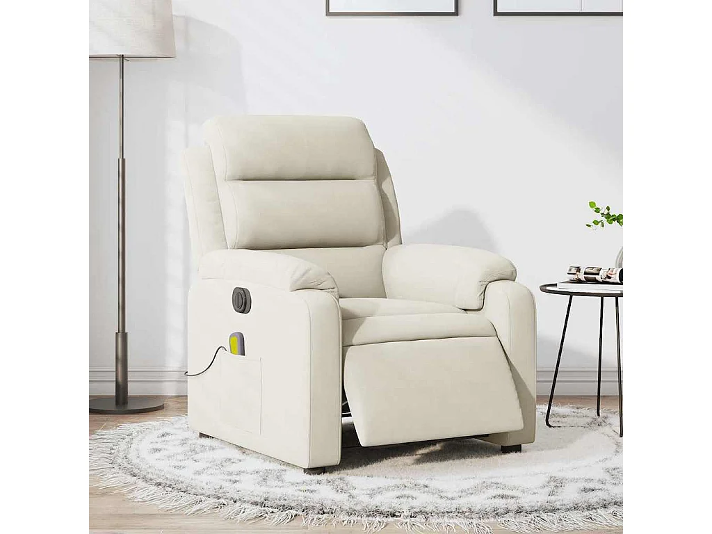 Fauteuil inclinable électrique-Chaise-Fauteuil de Massage crème velours SHL3359