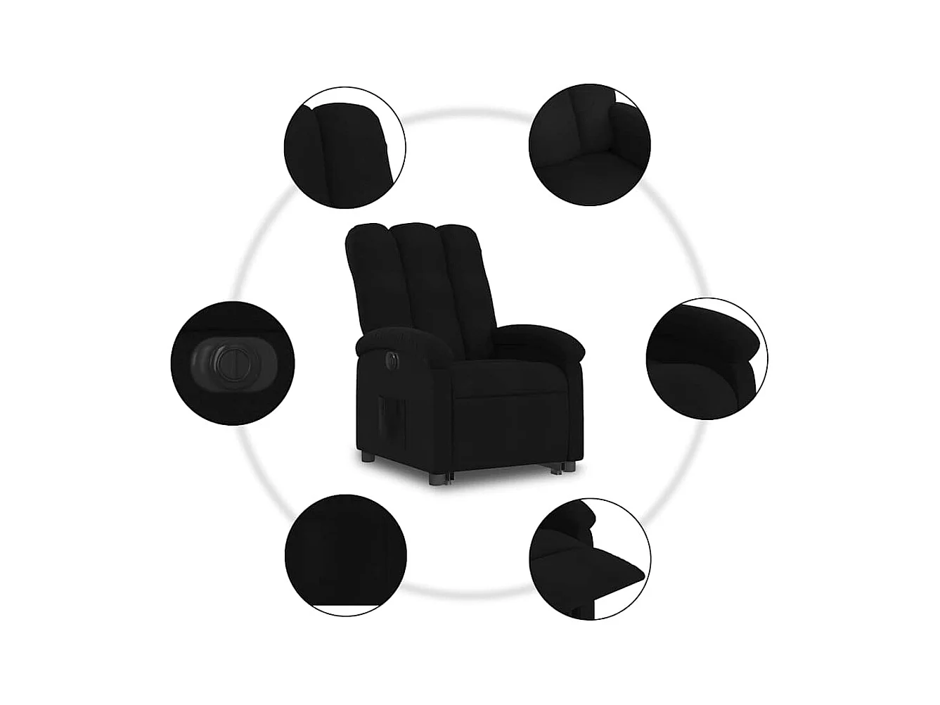 Silla de relax | Sillón eléctrico reclinable elevable de tela negro SHL6178