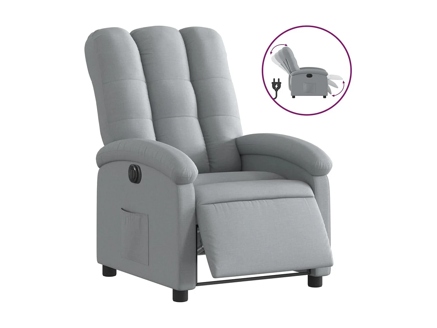 Fauteuil inclinable électrique-Chaise de relax-Fauteuil salon Gris clair Tissu SHL4904