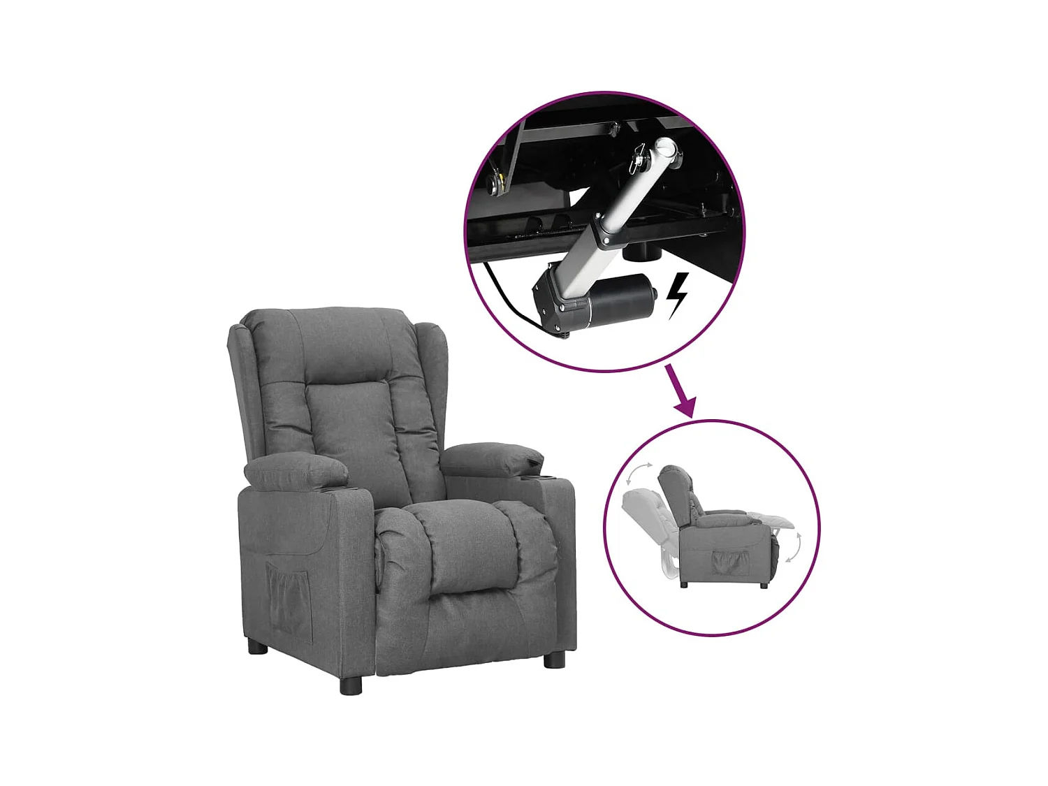 Silla de relax | Sillón elevable tela gris claro SHL8625