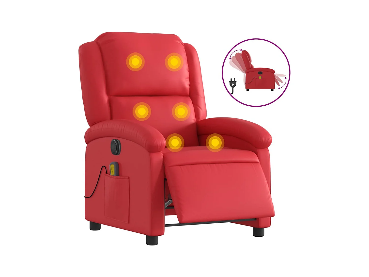 Fauteuil inclinable électrique-Fauteuil de massage pour Salon rouge similicuir SHL1085