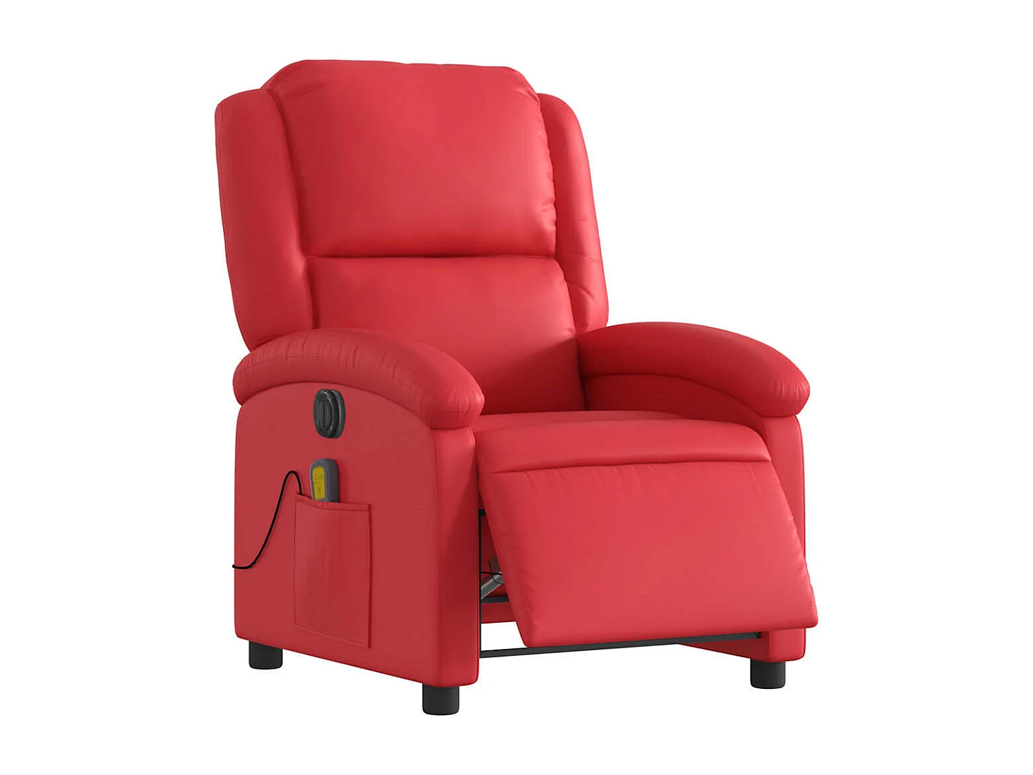 Poltrona massagens reclinável elétrica couro artif. vermelho SHL690304
