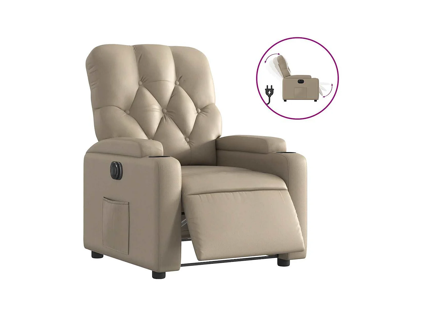Sillón de relax | Sillón reclinable eléctrico de cuero sintético color capuchino SHL9837