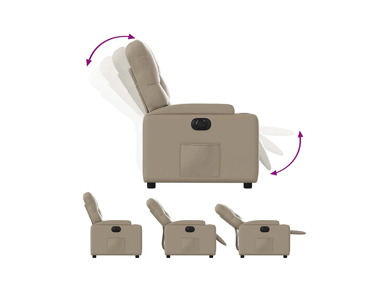 Sillón de relax | Sillón reclinable eléctrico de cuero sintético color capuchino SHL9837